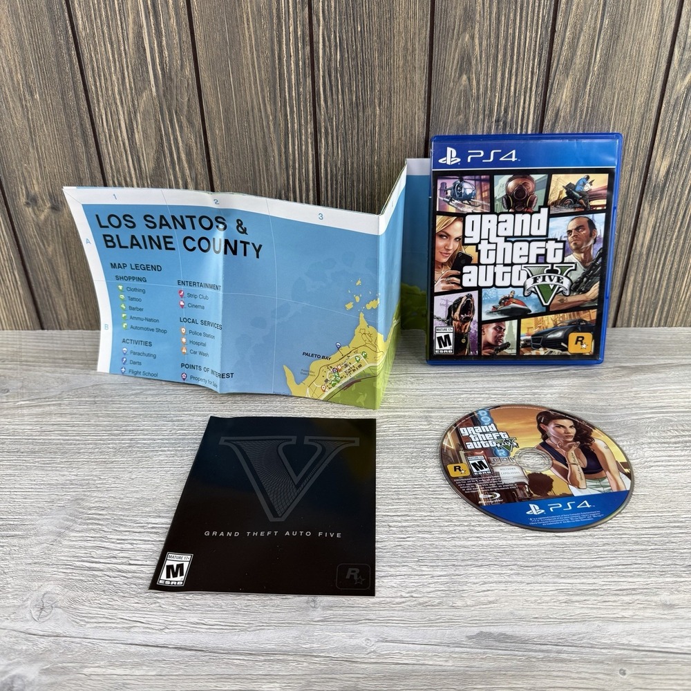 Grand Theft Auto V GTA 5 (PlayStation 4 PS4) CIB Complete w Map Tested